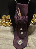 Maroon Embellished Custom Tie for Women