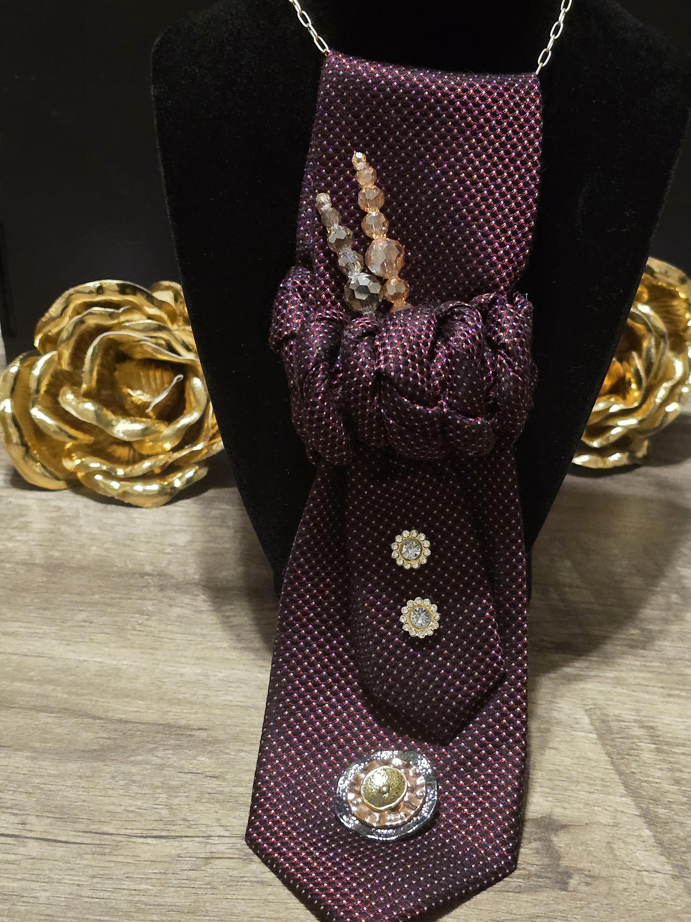 Maroon Embellished Custom Tie for Women
