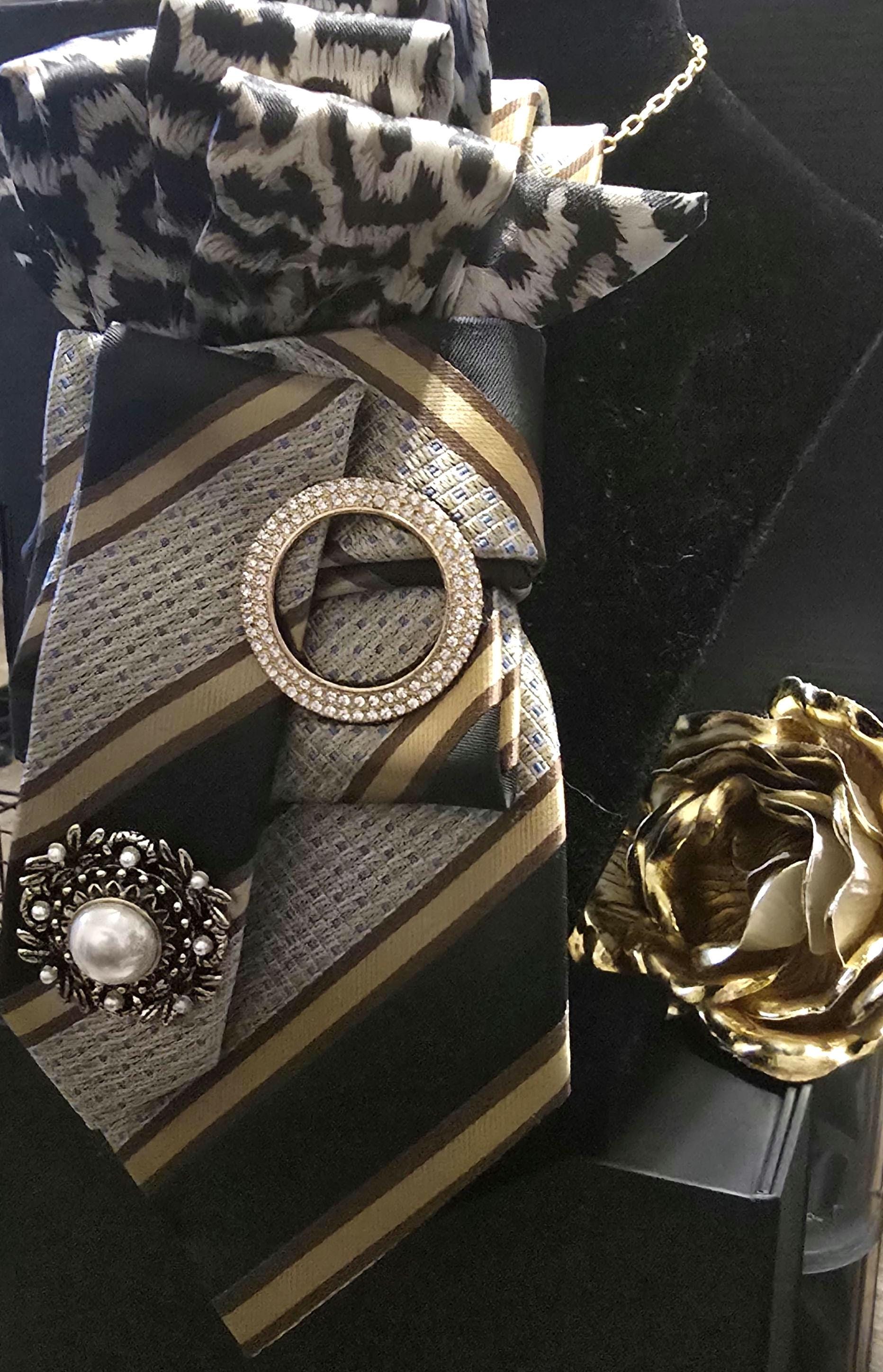 Cheetah Print Embellished Custom Tie for Women