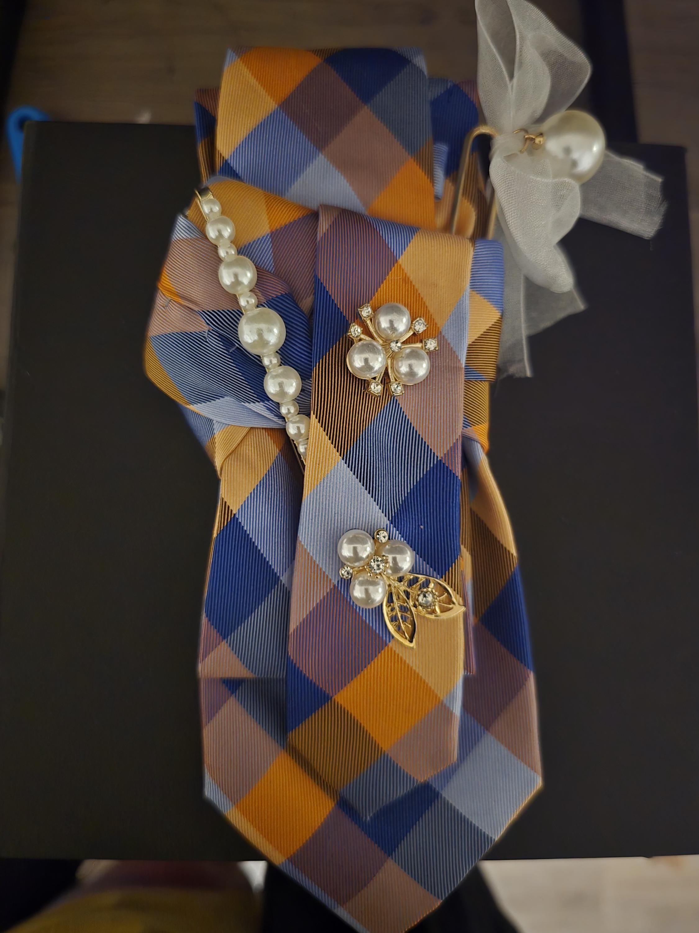 Colorful Checkered Embellished Custom Tie for Women