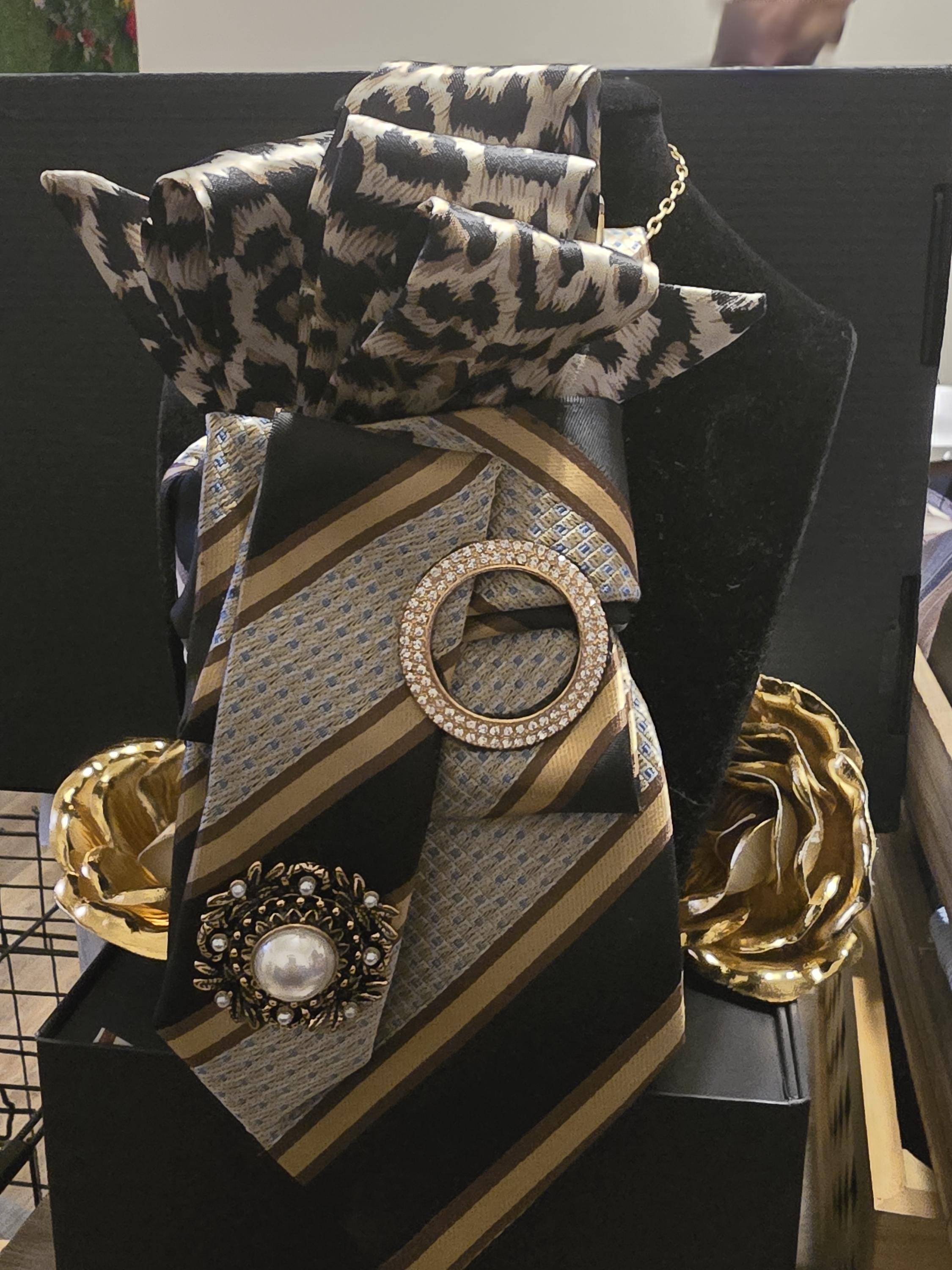 Cheetah Print Embellished Custom Tie for Women